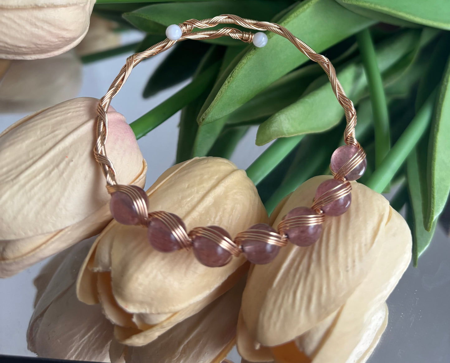 Strawberry Quartz soft bangle