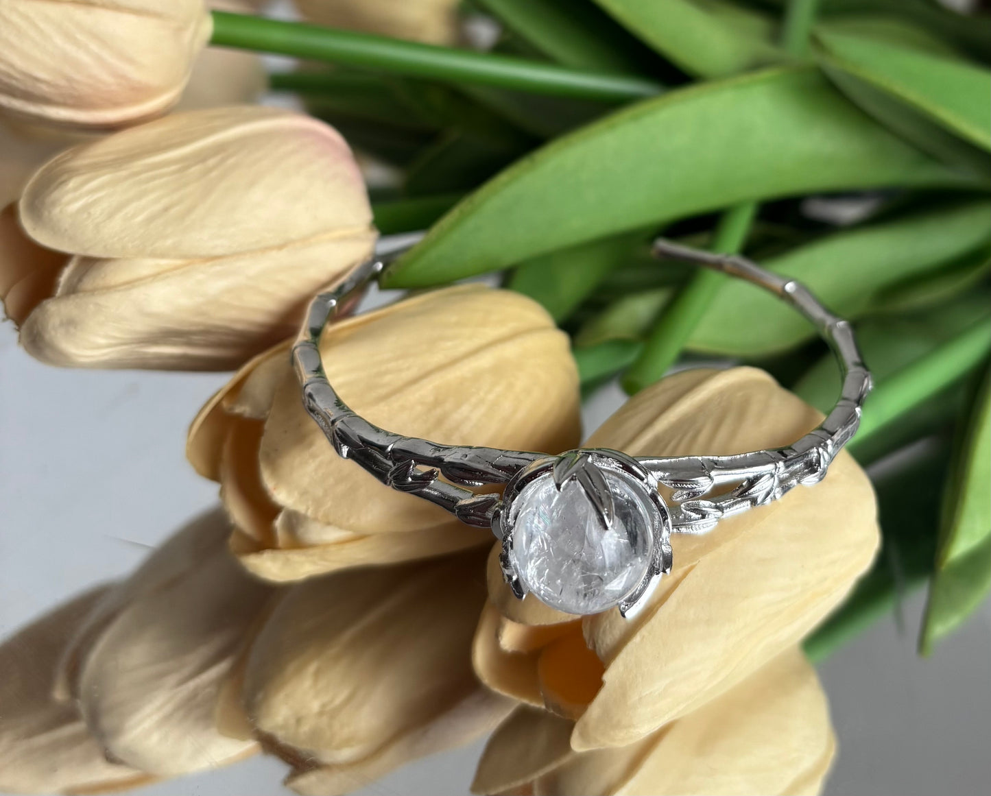 Crackle Clear Quartz Bangle